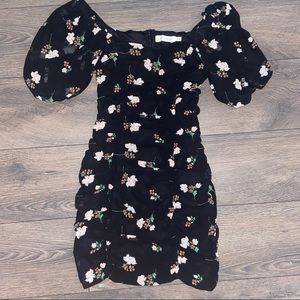 Black floral ruffled dress